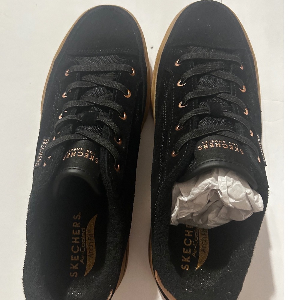 Skechers Black Sneakers with Rose Gold Accents